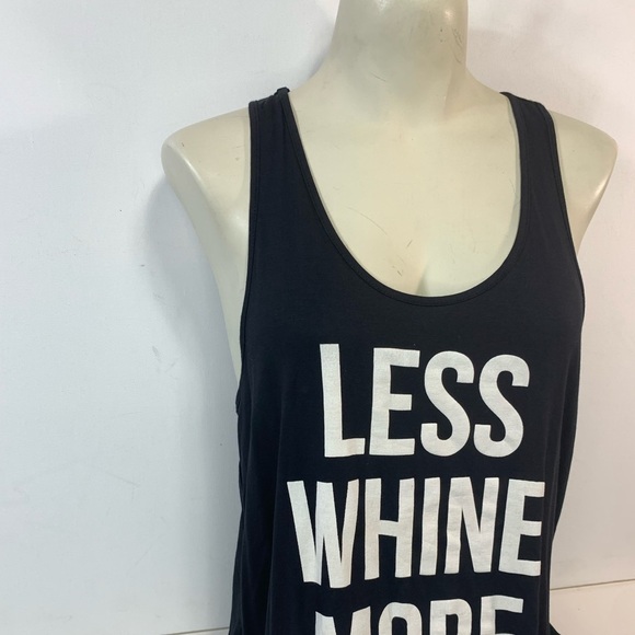 NWT "Less Whine More Wine" Black Tank Top - Picture 2 of 5